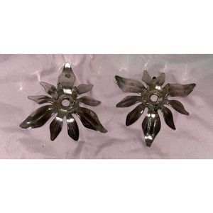 Vintage metal poinsettia taper candle holders